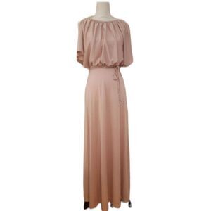 Vintage 60s Pink Accordion Maxi Dress